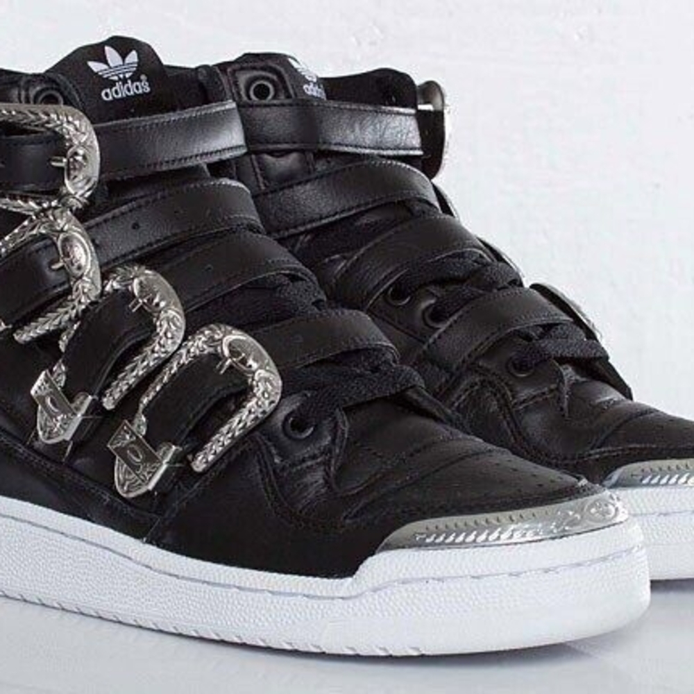 Jeremy Scott Rare Gangsta Adidas Black High-Top Sneakers with Buckles